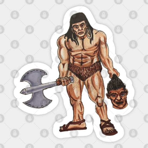 Barbarian Sticker by Fatmancomics